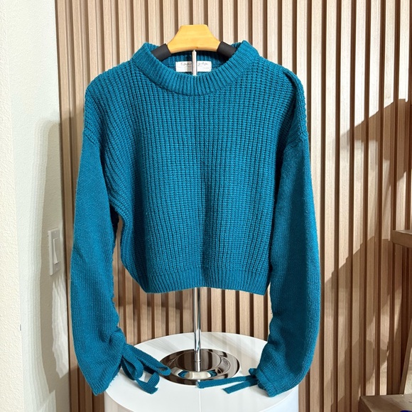 💙 Emma & Sam Teal Knit Sweater with Sleeve Tie Detail | Size S 💙 - Picture 1 of 4